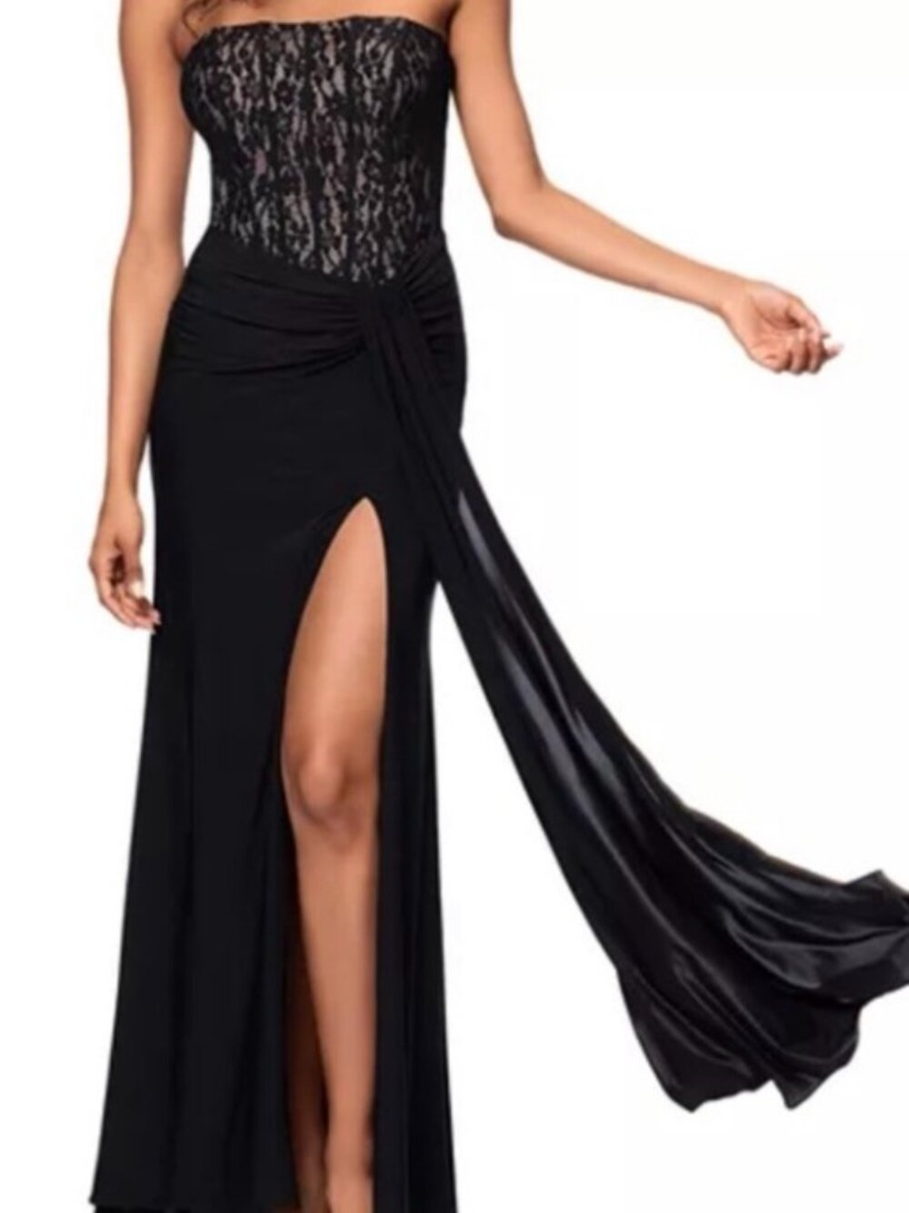 NWT Aqua Black Lace Sleeveless Corset Gown. Size 8